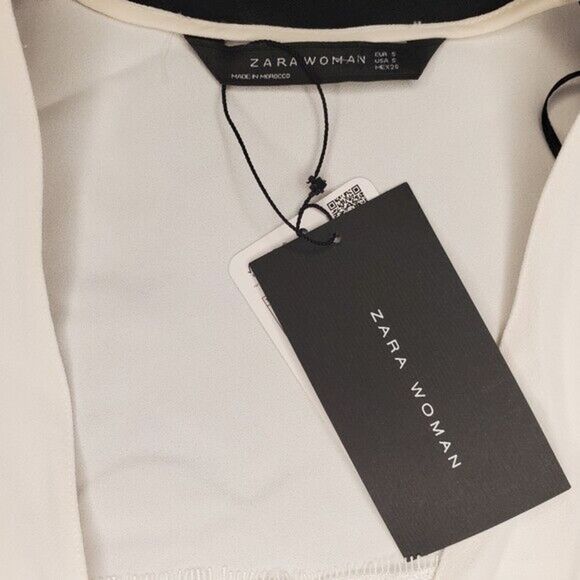 Zara Woman Plunge V Neck White Lace Blouse SZ Small - Picture 3 of 10
